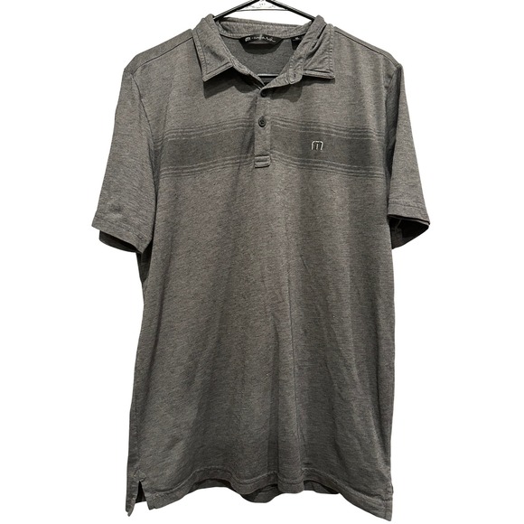 Travis Mathew Gray Striped Short Sleeve Golf Polo Shirt Mens‎ Size M  Casual - Picture 2 of 6